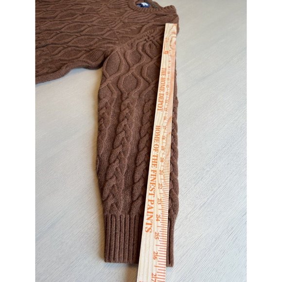 Lands'‎ End Men's Brown Lambswool Cable Crewneck Size Large 42-44 - Picture 9 of 11